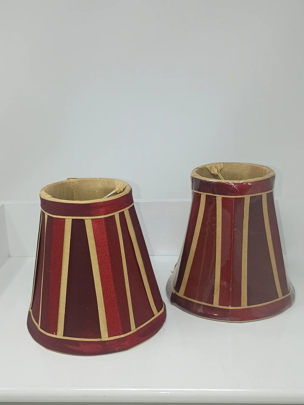 Red and Gold Stripe Table Lamp Shade Pair - Home Accents